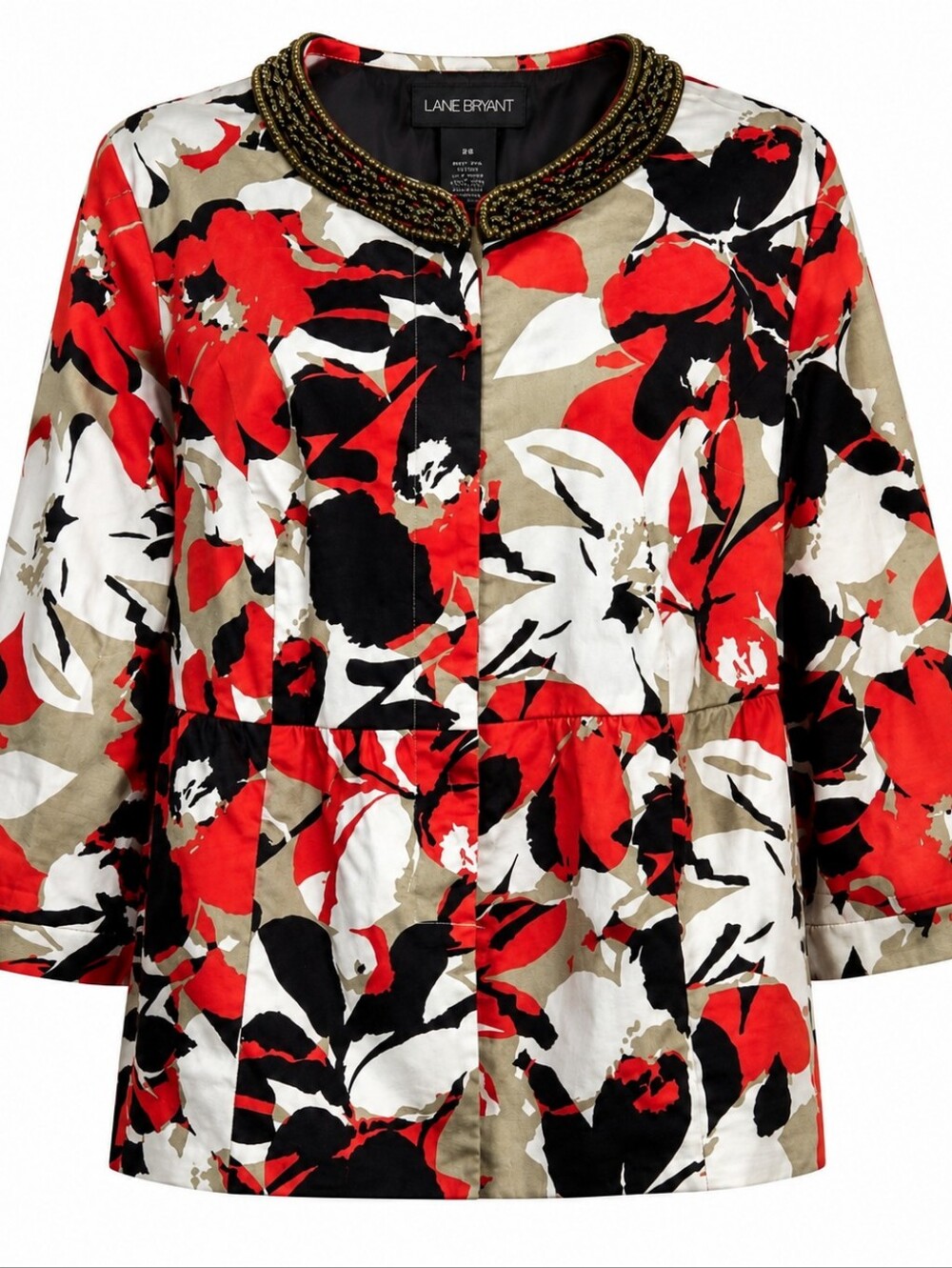 Lane Bryant NWT Beaded Collar Floral Blazer Jacket Plus Sz. 28 Office - Picture 2 of 11